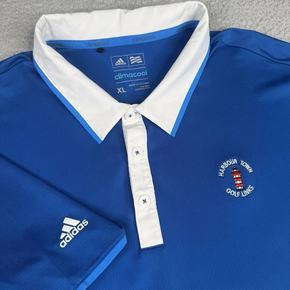 Harbour Town Golf Links Polo Shirt Mens XL Blue Adidas Climacool Performance‎